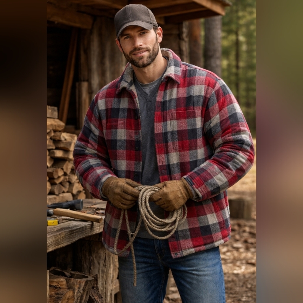 wrangler sherpa lined plaid flannel jacket 2xl workwear button front coat